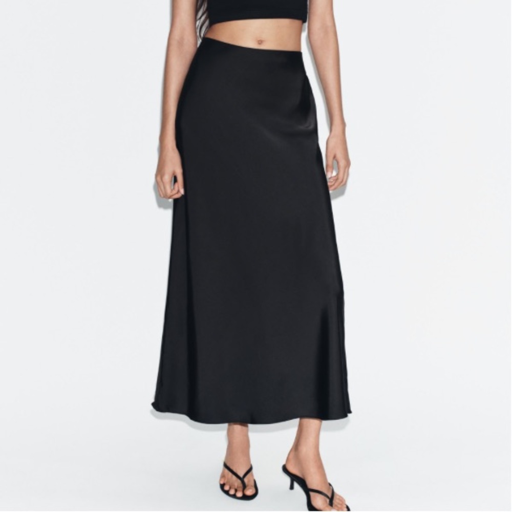 NWT Zara Satin Midi Skirt